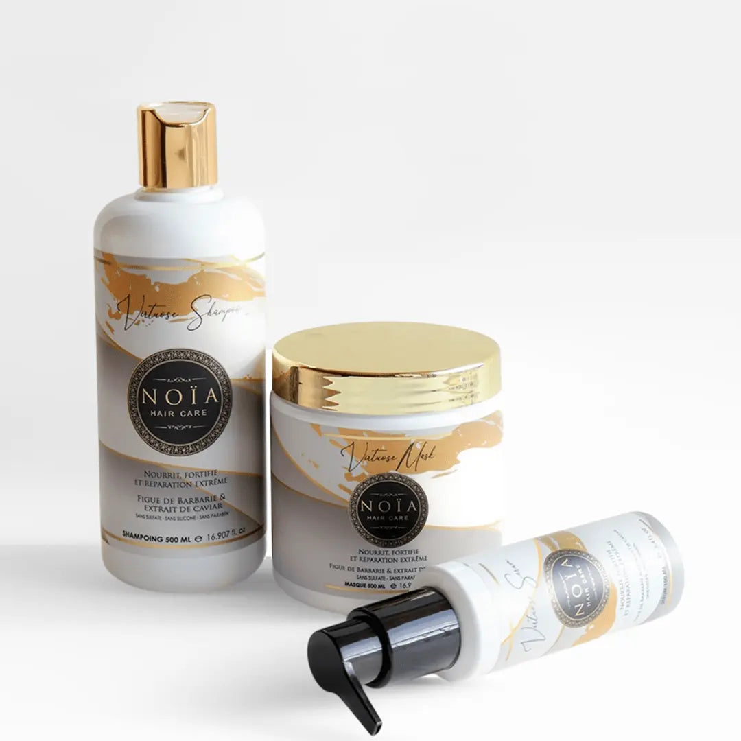 Routine Capillaire VIRTUOSE de Noïa Hair Care : Un Rituel Naturel d'Excellence - Pack Trio Shampoing + Masque + Sérum Figue de Barbarie & Caviar Noiahair FR