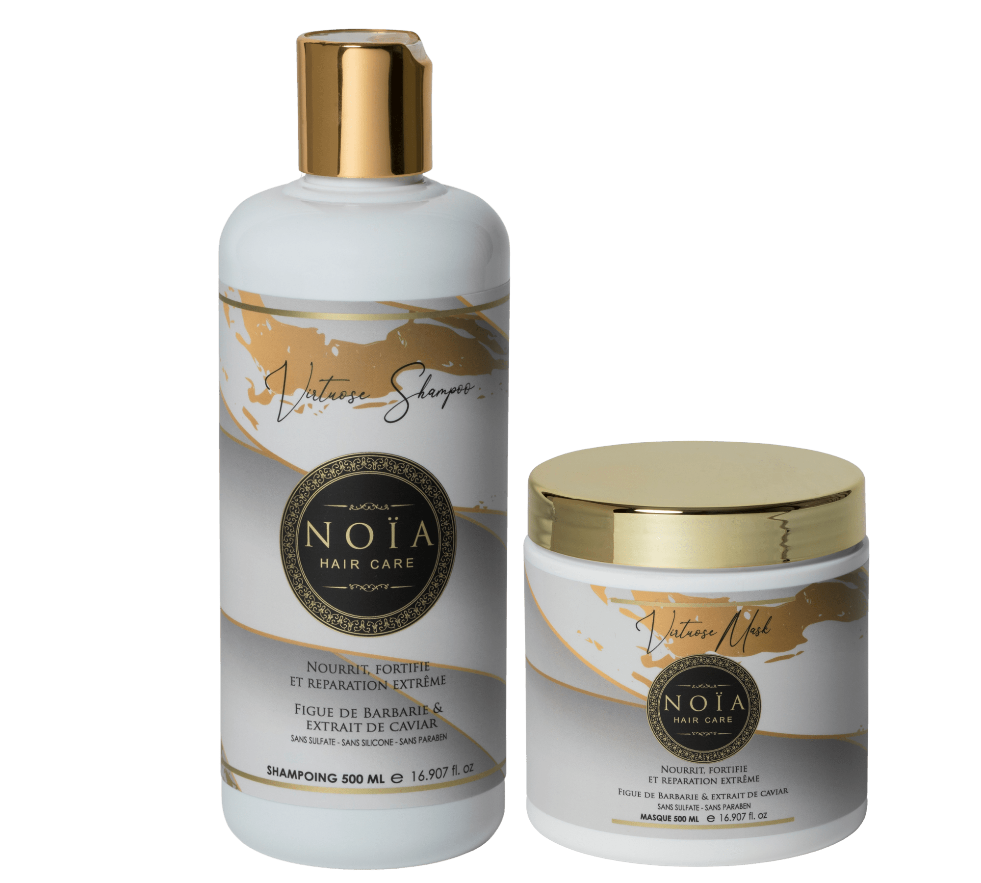 Routine Capillaire DUO Virtuose : Un Rituel Capillaire Naturel - Pack DUO Shampoing + Masque - Figue De Barbarie & Caviar Noiahair FR