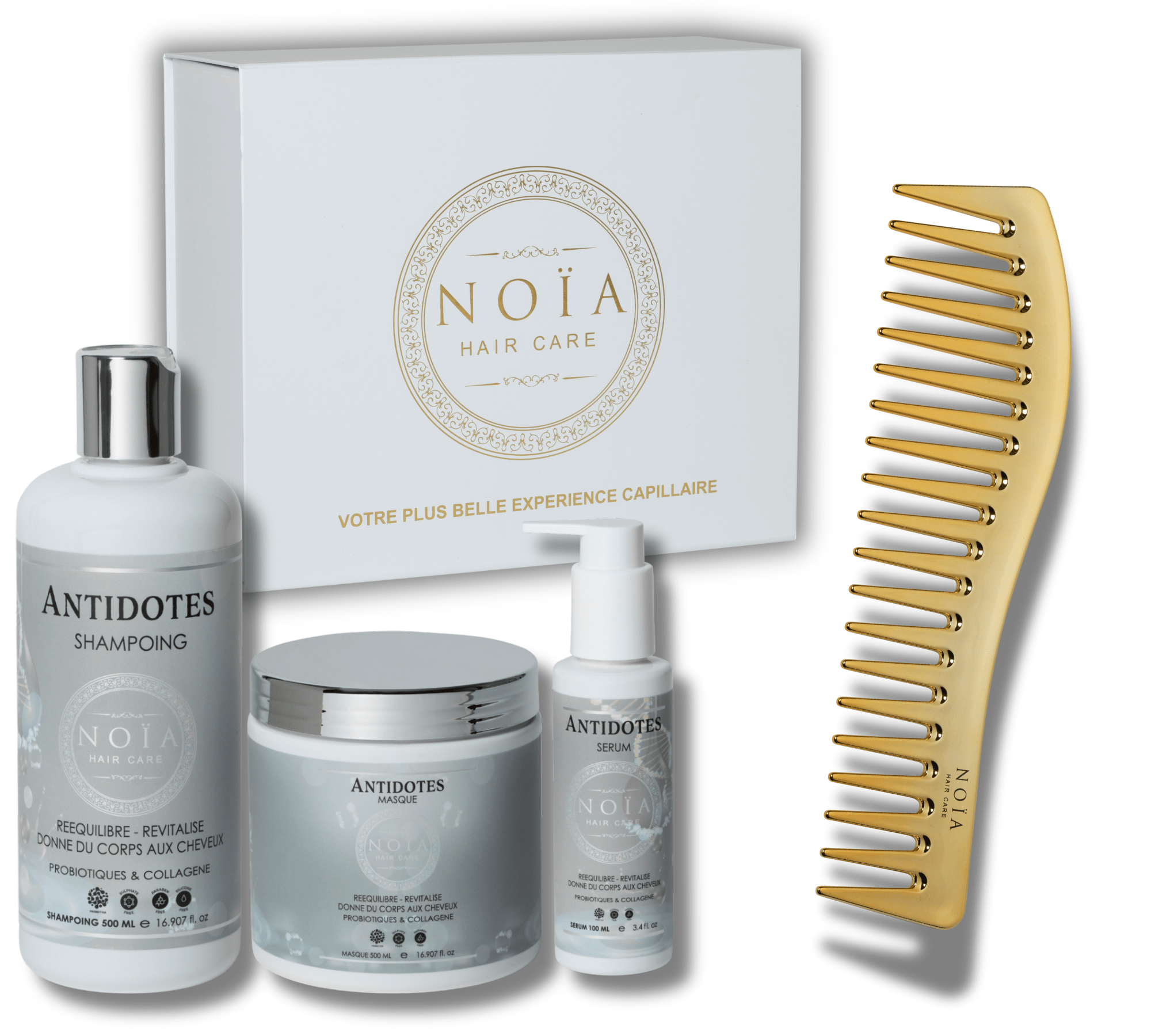 Coffret Cadeau TRIO Antidotes – Probiotiques & Collagène – Volume & Revitalisation Noiahair FR