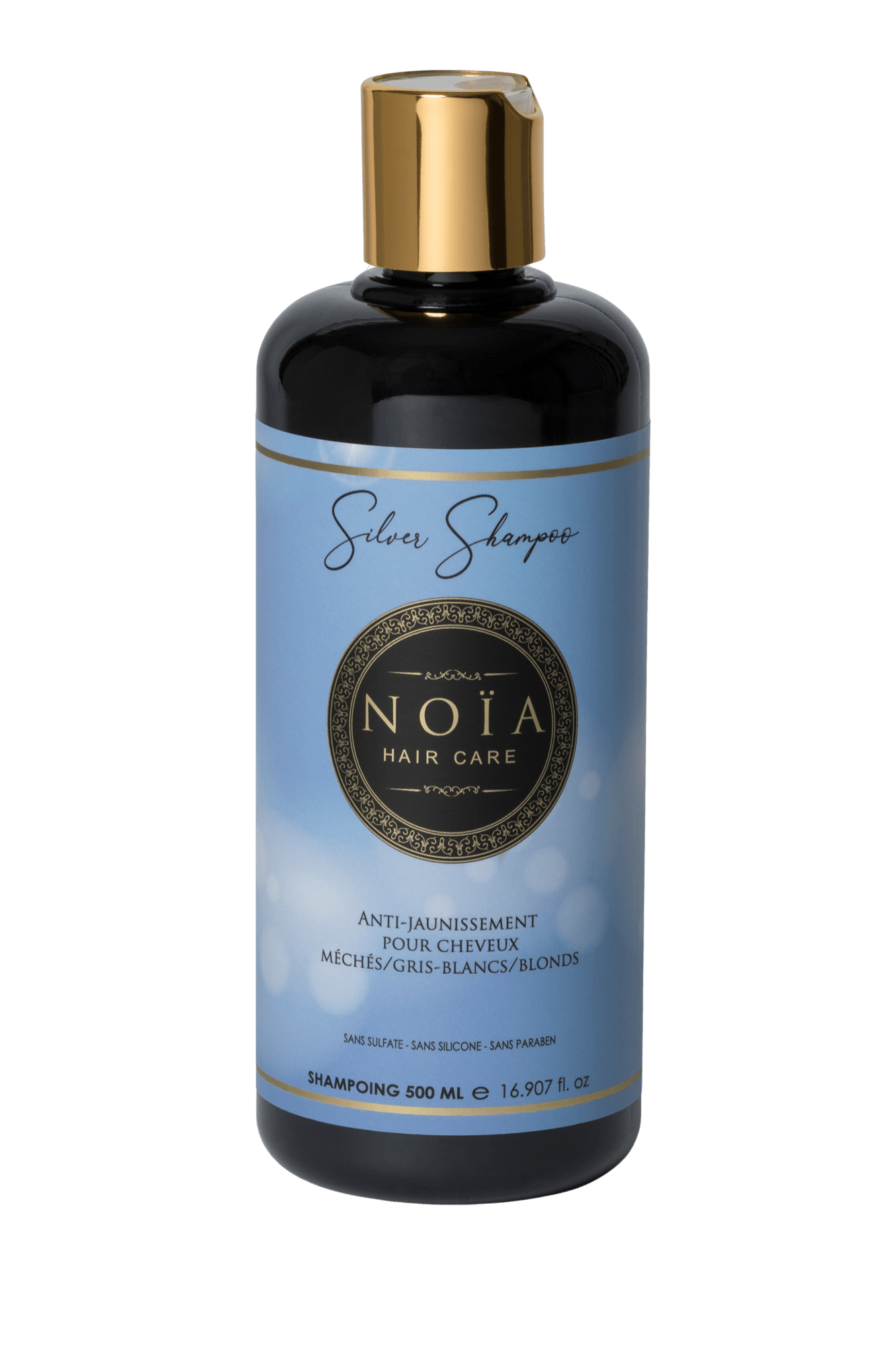 Shampoing Silver Anti-Jaunissement : L'Allié des Cheveux Méchés, Gris-Blancs & Blonds (500 ml) Noiahair FR