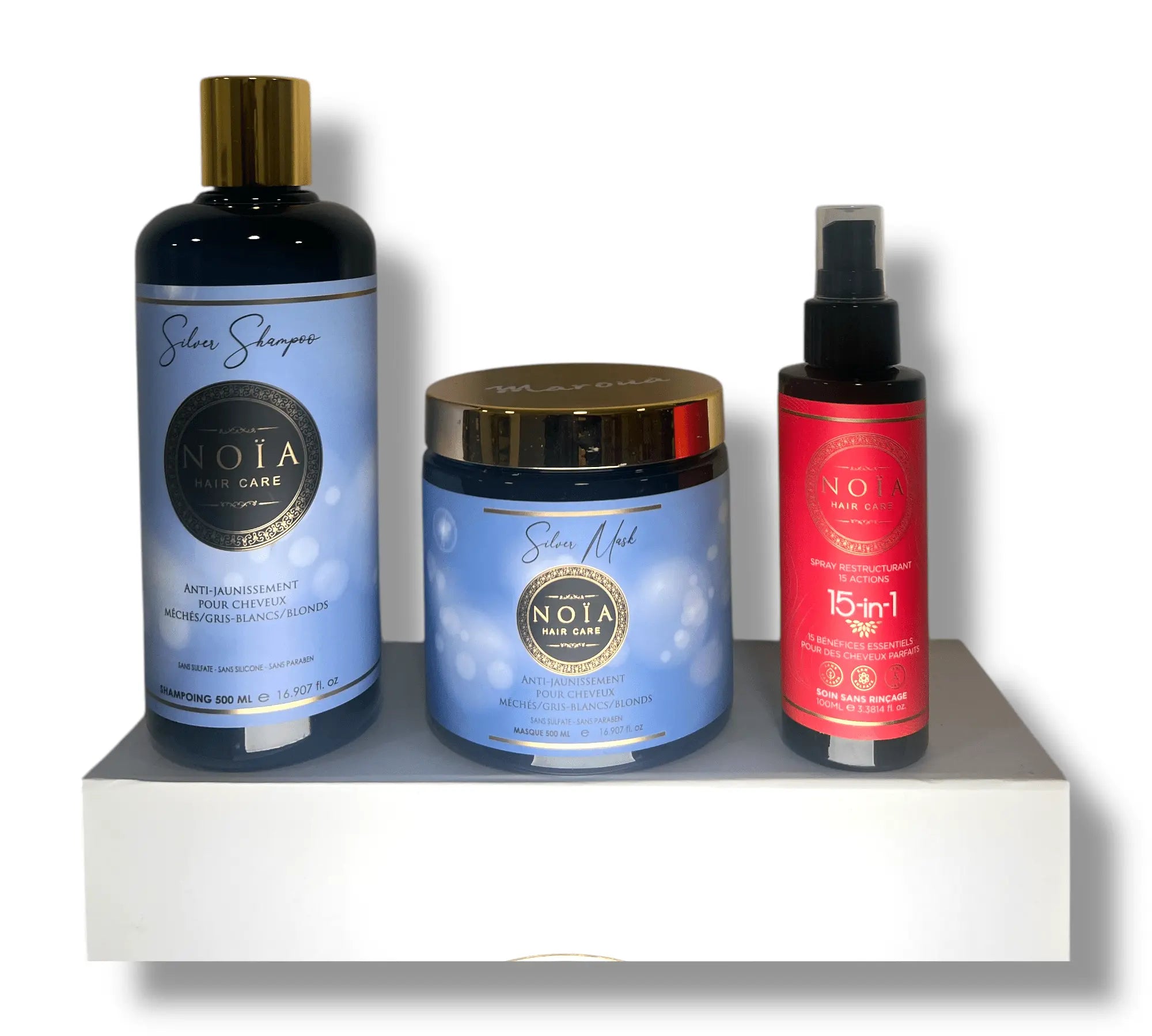 Routine Capillaire SILVER de Noïa Hair Care : Éclat Froid & Anti-Jaunissement – Shampoing + Masque + Leave-in 15-en-1 – Cheveux Blonds, Gris & Méchés Noiahair FR