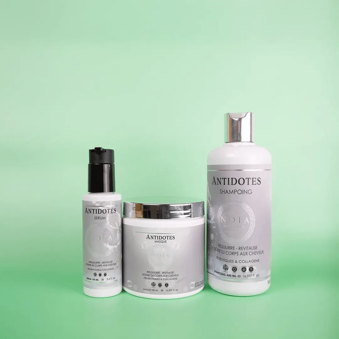 Routine Capillaire ANTIDOTES de Noïa Hair Care : Renaissance et Équilibre - Pack Trio Shampoing + Masque + Sérum Probiotiques & Collagène Noiahair FR