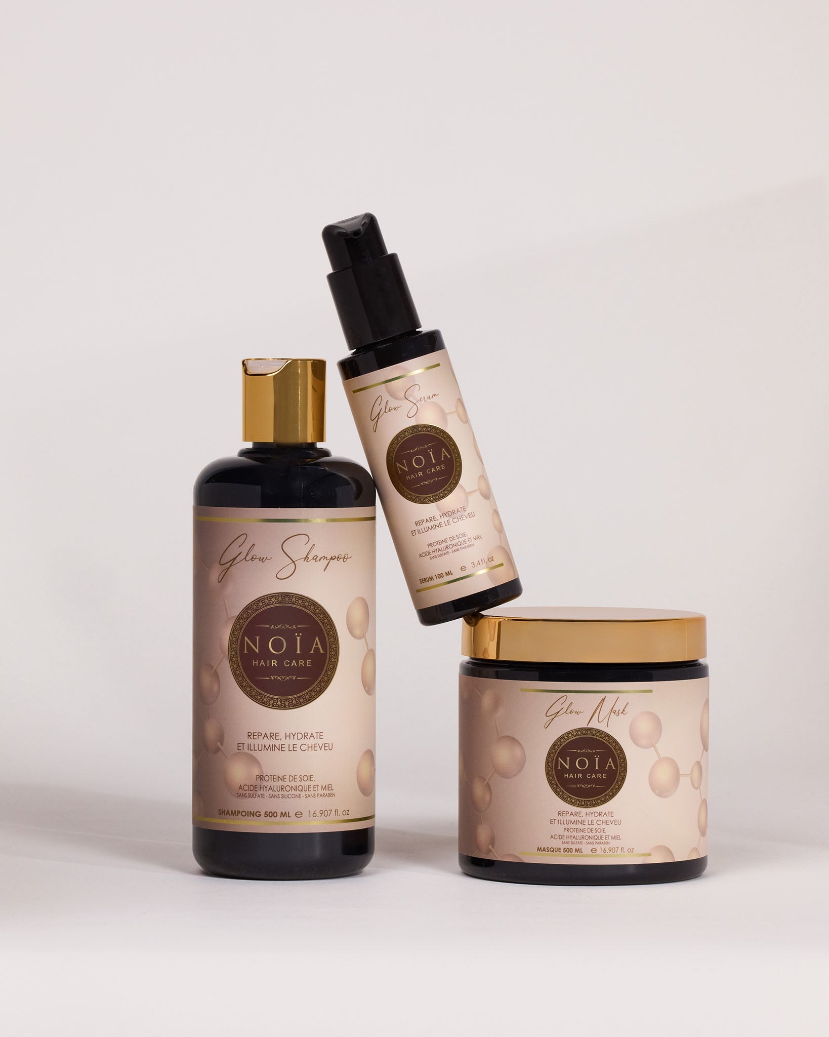 Shampoing Glow à la Protéine de Soie, Acide Hyaluronique & Miel : L'Hydratation Profonde et Réparatrice (1L) Noiahair FR