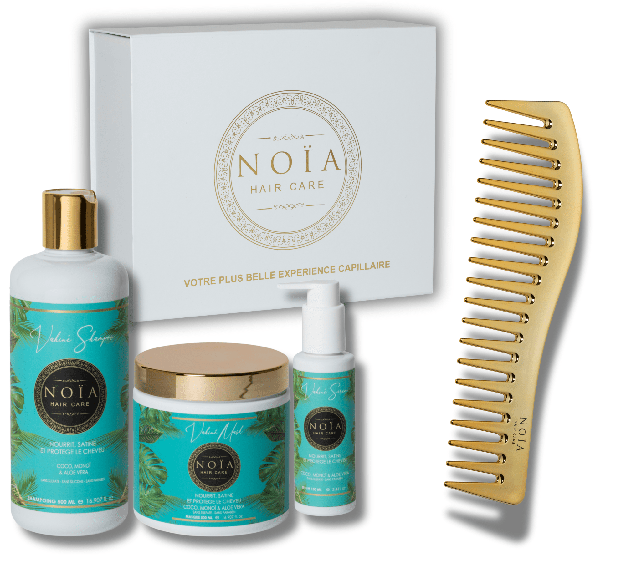 Coffret Cadeau TRIO Vahiné – Coco, Monoï & Aloe – Nutrition & Évasion Tropicale Noiahair FR