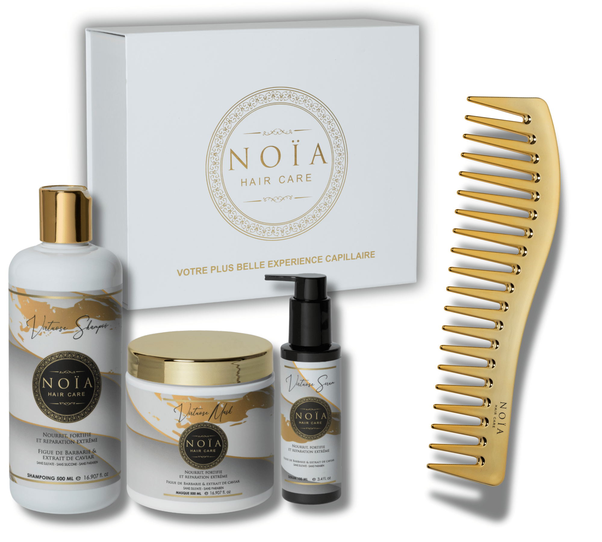 Coffret Cadeau TRIO Virtuose – Figue de Barbarie & Caviar – Réparation & Nutrition Noiahair FR