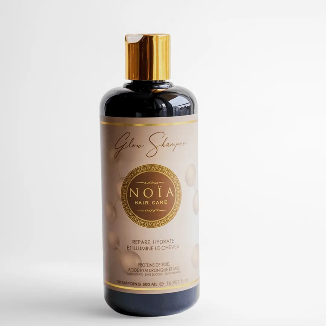 Shampoing Glow de Noïa : Le Trésor Réparateur à base de Protéine de Soie, Acide Hyaluronique & Miel (500ml) Noiahair FR