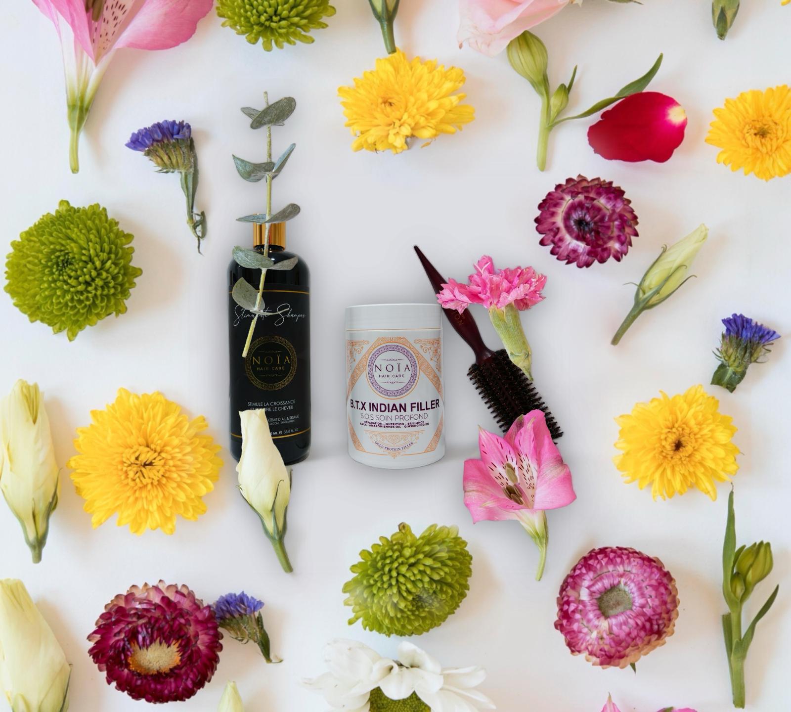 Combo shampoing Stimulate 1L+ BTX Indian filler 1kg+ Brosse ronde brushing Noiahair FR