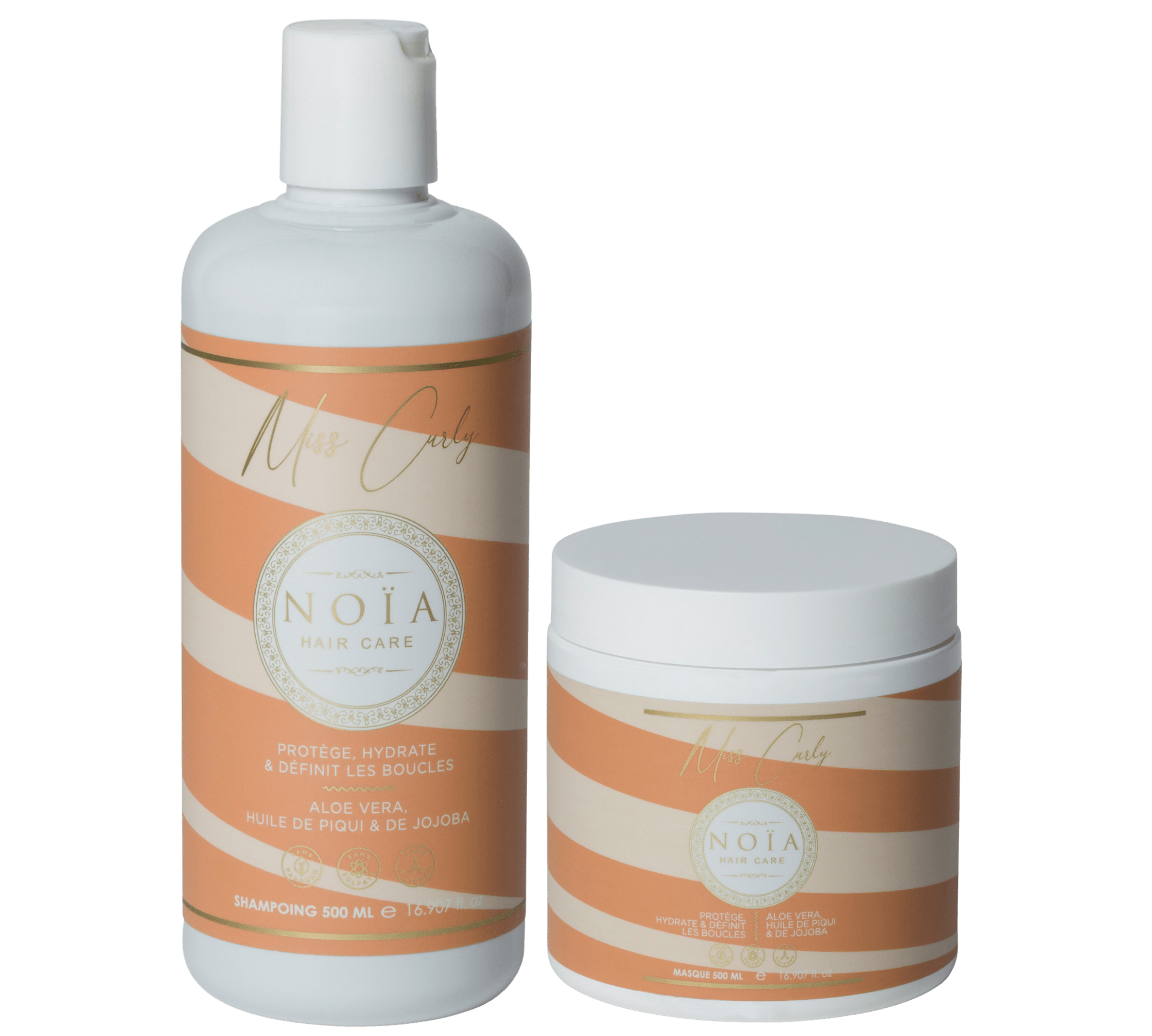 Duo Miss Curly de Noïa Haircare :Boucles sublimes-Shampoing+Masque+Leave in Aloé vera, Huile de piqui & de jojoba Noiahair FR