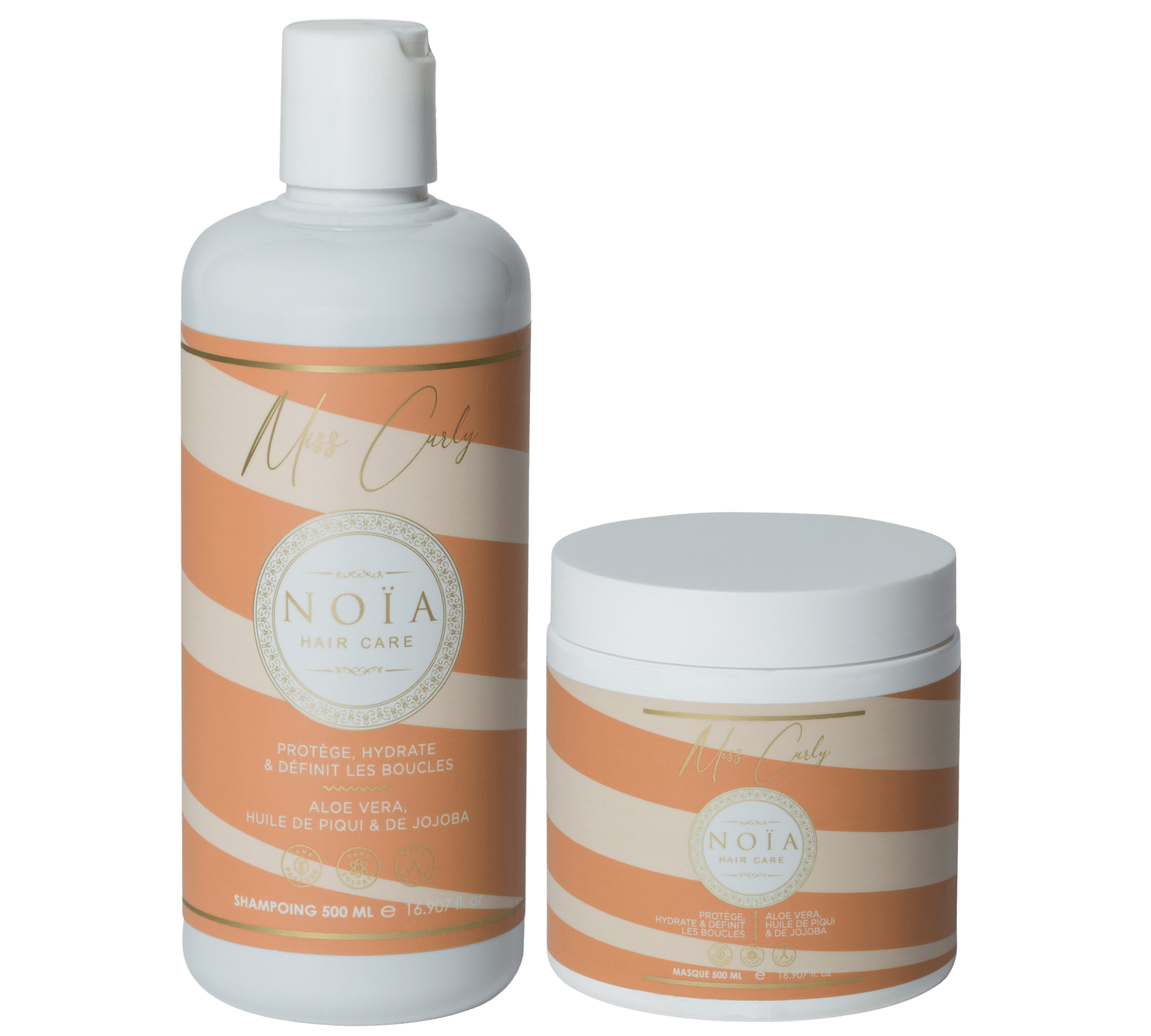 Duo Miss Curly de Noïa Haircare :Boucles sublimes-Shampoing+Masque+Leave in Aloé vera, Huile de piqui & de jojoba Noiahair FR