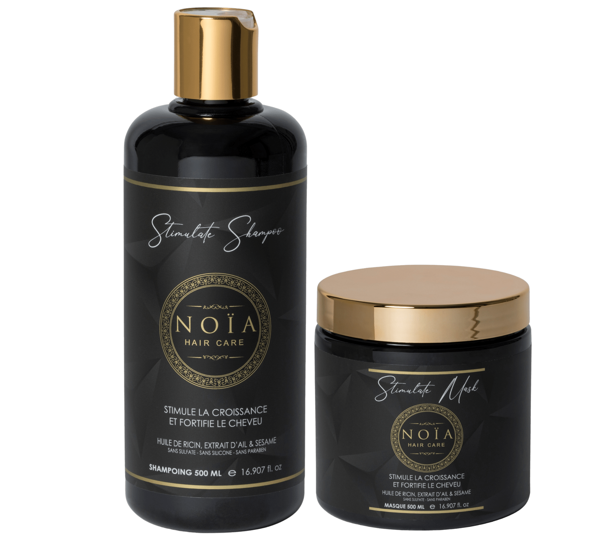 Routine Capillaire DUO Stimulate de Noïa Hair Care : Votre Quotidien Fortifiant pour des Cheveux Sublimés - Pack DUO Shampoing + Masque Noiahair FR