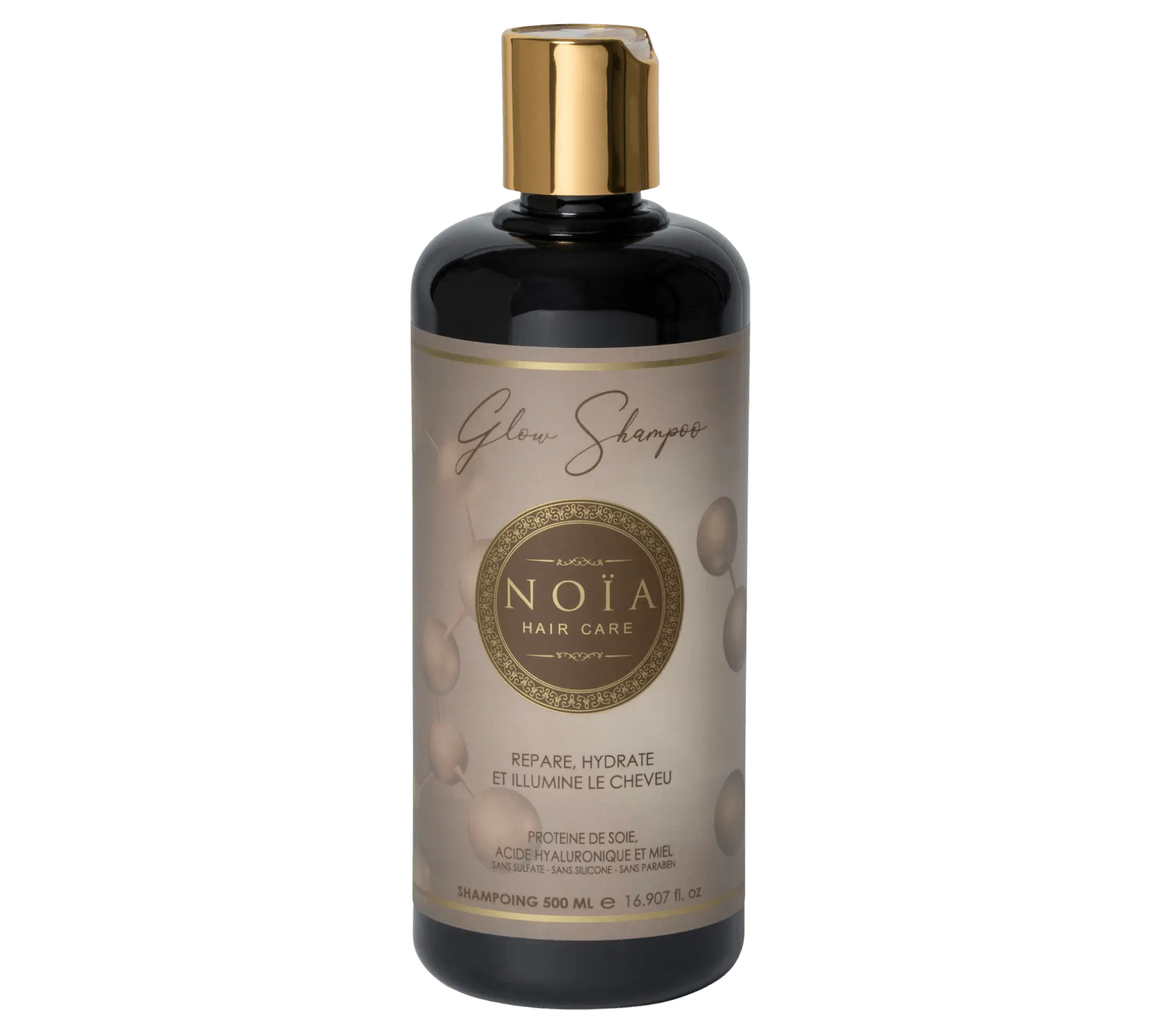 Shampoing Glow de Noïa : Le Trésor Réparateur à base de Protéine de Soie, Acide Hyaluronique & Miel (500ml) Noiahair FR