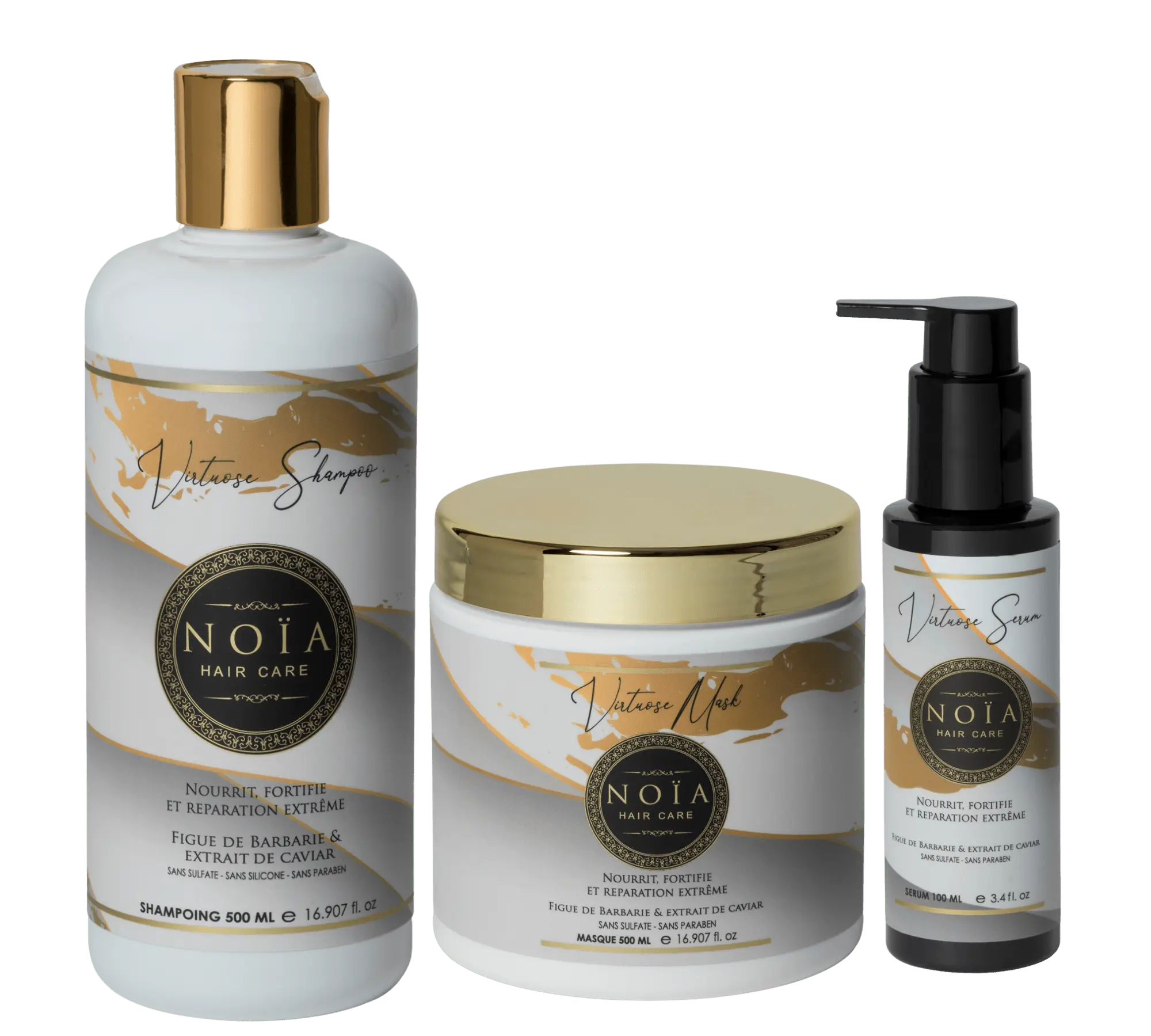 Routine Capillaire VIRTUOSE de Noïa Hair Care : Un Rituel Naturel d'Excellence - Pack Trio Shampoing + Masque + Sérum Figue de Barbarie & Caviar Noiahair FR