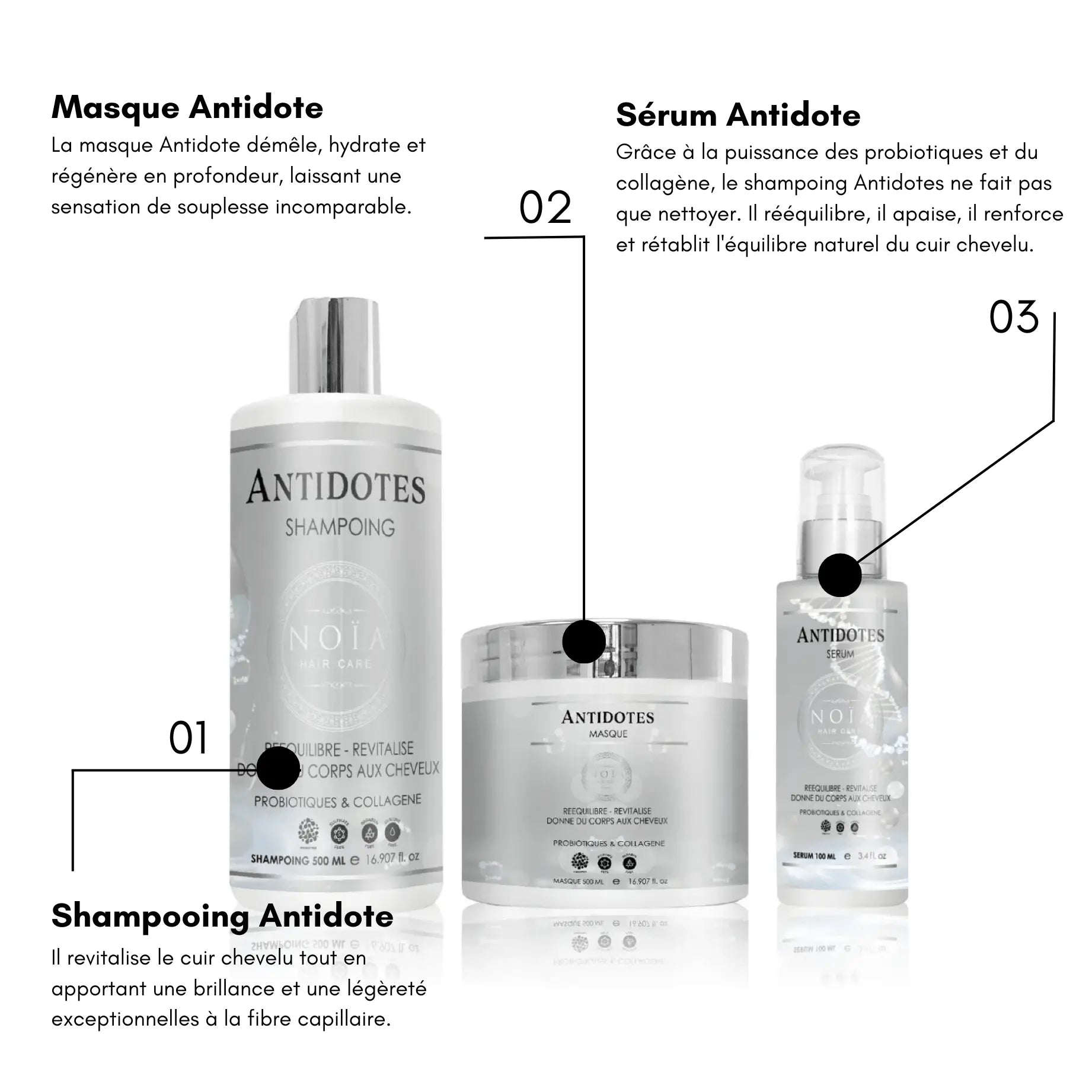 Shampoing Antidotes aux Probiotiques & Collagène : La Renaissance de votre Chevelure (500 ml) Noiahair FR